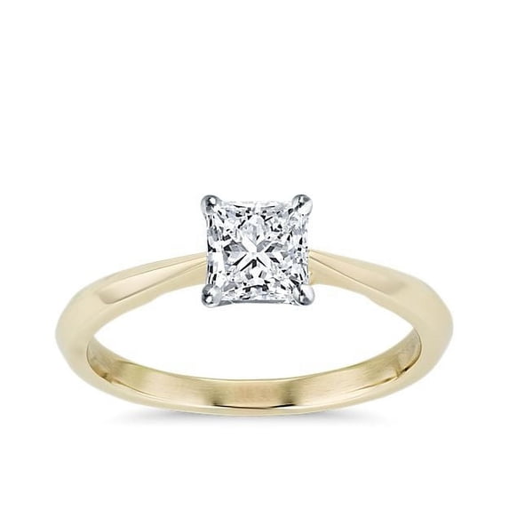 1.00 Ct Brilliant Princess Cut Natural Diamond Elegant Solitaire Wedding Ring for her Solid 14K Yellow Gold Size 6