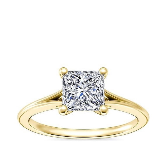 1.00 Ct Brilliant Princess Cut Natural Diamond Princess Solitaire Engagement Ring for her Solid 18K Yellow Gold Size 5.5