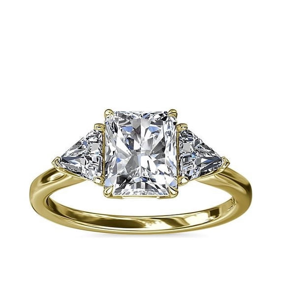 1.00 Ct Brilliant Radiant Cut Natural Diamond Accents Elegant Ring for Women Solid 18K Yellow Gold Size 6