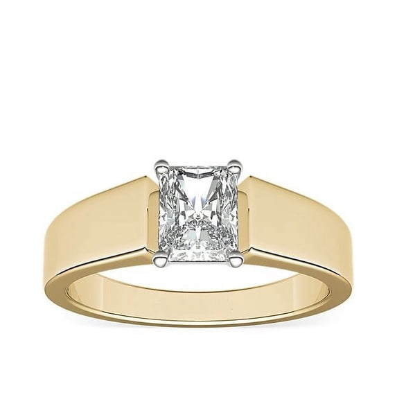 1.00 Ct Brilliant Radiant Cut Natural Diamond Accents Elegant Ring for Women Solid 18K Yellow Gold Size 6