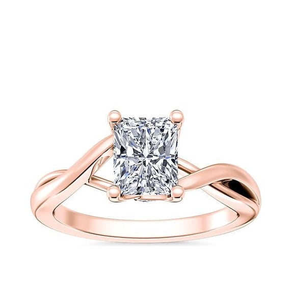1.00 Ct Brilliant Radiant Cut Natural Diamond Elegant Solitaire Wedding Ring for her Solid 14K Rose Gold Size 6