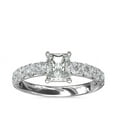 thumbnail image 1 of 1.00 Ct Brilliant Radiant Cut Natural Diamond Radiant Solitaire with Accents Engagement Ring for her Solid 14K White Gold Size 5.5, 1 of 6