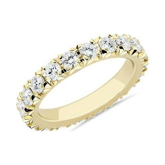 1.00 Ct Brilliant Round Cut Genuine Diamond Sparkle Engagement Band for Women Solid 14K Yellow Gold Size 6.5
