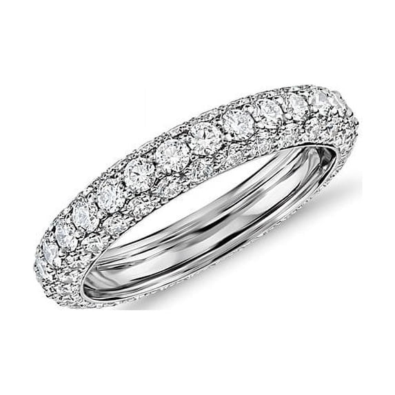 1.00 Ct Brilliant Round Cut Genuine Diamond Sparkle Engagement Eternity Band for Women Solid 950 Platinum Size 6.5
