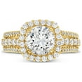 thumbnail image 1 of 1.00 Ct Brilliant Round Cut Natural Diamond Accents Elegant Halo Ring for Women Solid 18K Yellow Gold Size 6, 1 of 6