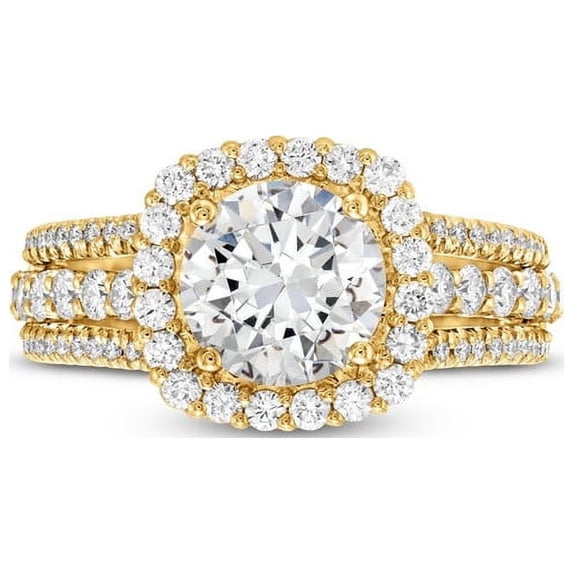 1.00 Ct Brilliant Round Cut Natural Diamond Elegant Solitaire with Accents Wedding Ring for her Solid 14K Yellow Gold Size 6