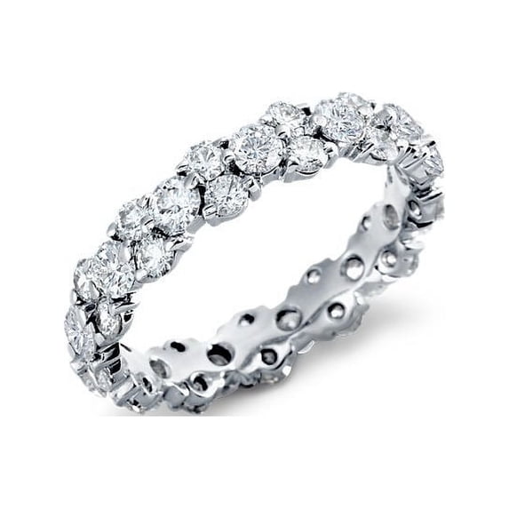 1.00 Ct Brilliant Round Cut Natural Diamond Round Engagement Eternity Band for her Solid 18K White Gold Size 5.5