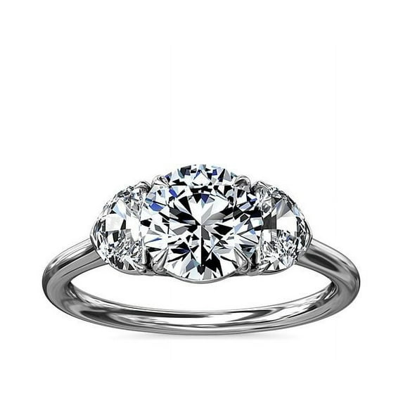 1.00 Ct Brilliant Round Cut Natural Diamond Round Three Stone Engagement Ring for her Solid 14K White Gold Size 5.5