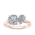 thumbnail image 1 of 1.00 Ct Brilliant Round & Pear Cut Natural Diamond Round & Pear Two Stone Ring for her Solid 18K Rose Gold Size 5.5, 1 of 8