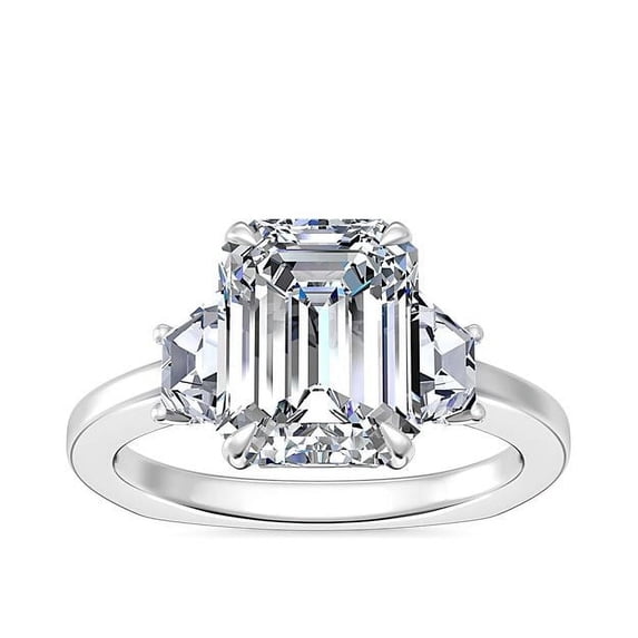1.00 Ct Clarity VS1 Color F-G Emerald Natural Diamond Stunning Three Stone Engagement Ring for Womene Solid 950 Platinum Size 7.5