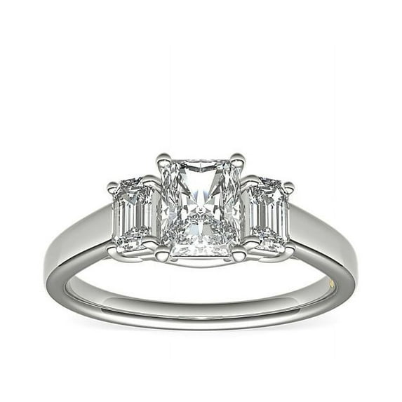 1.00 Ct Clarity VS1 Color F-G Radiant Natural Diamond Stunning Three Stone Engagement Ring for Womene Solid 950 Platinum Size 7.5