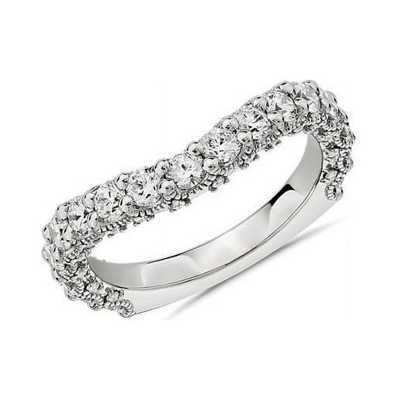 1.00 Ct Color F-G Round Cut Natural Diamond Unique Eternity Band for Anniversary Gift Solid 14K White Gold Size 7