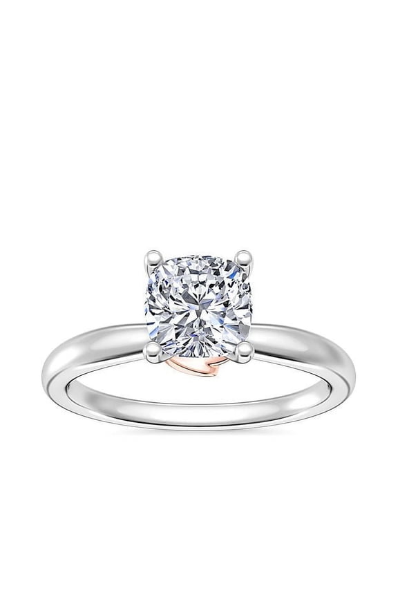 1.00 Ct Cushion Cut Natural Diamond Stylish Solitaire Ring for Anniversary Solid 14K White Gold Size 4