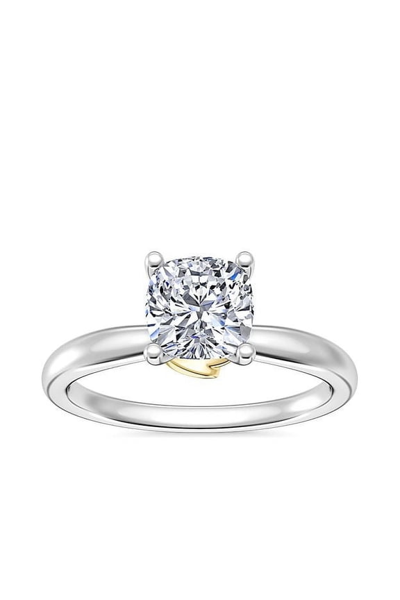 1.00 Ct Cushion Cut Natural Diamond Stylish Solitaire Ring for Anniversary Solid 14K White Gold Size 4