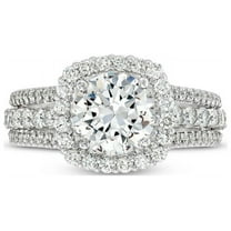 1.00 Ct Excellent Round Shape Genuine Diamond New Design Solitaire with Accents Beautiful Engagement Ring for Ladies Solid 14K White Gold Size 7