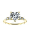 thumbnail image 1 of 1.00 Ct Heart Cut Natural Diamond Stylish Solitaire with Accents Ring for Anniversary Solid 14K Yellow Gold Size 4, 1 of 8