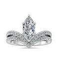 thumbnail image 1 of 1.00 Ct Marquise Cut Natural Diamond Unique Solitaire with Accents Ring for Anniversary Solid 18K White Gold Size 4, 1 of 8