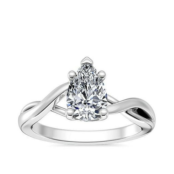 1.00 Ct New Design Stunning Solitaire Pear Cutd Real Diamond Wedding Ring for her Solid 14K White Gold Size 7