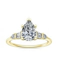 thumbnail image 1 of 1.00 Ct Pear Cut Genuine Diamond Solitaire with Accents Wonderful Ring for Ladies Solid 18K Yellow Gold Size 10.5, 1 of 8