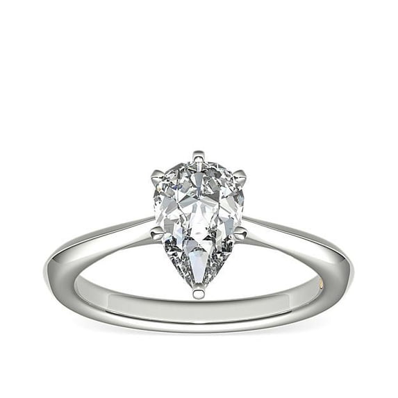 1.00 Ct Pear Cut Natural Diamond Stylish Solitaire Ring for Anniversary Solid 14K White Gold Size 4
