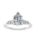 thumbnail image 1 of 1.00 Ct Pear Cut Natural Diamond Stylish Solitaire with Accents Ring for Anniversary Solid 14K White Gold Size 4, 1 of 8