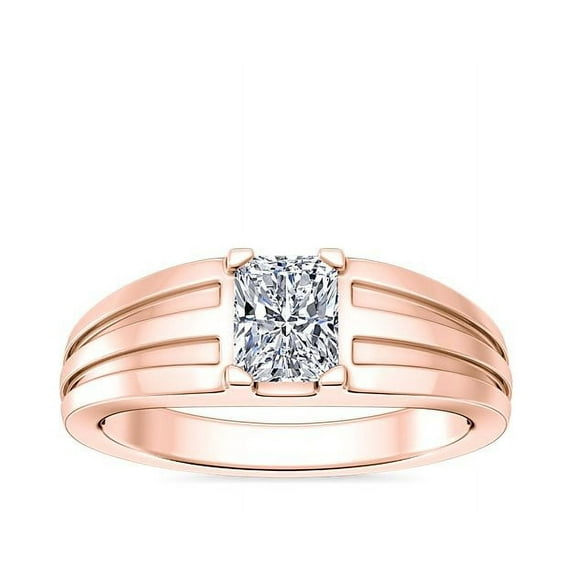 1.00 Ct Radiant Cut Genuine Diamond Solitaire Wonderful Ring for Ladies Solid 18K Rose Gold Size 10.5