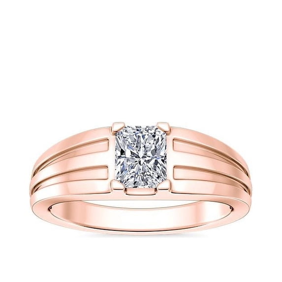 1.00 Ct Radiant Cut Natural Diamond Stylish Solitaire Ring for Anniversary Solid 14K Rose Gold Size 4