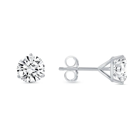 1.00 Ct Round Cut Lab Grown Diamond Earrings 14K White Gold DF/VS1 Push Back