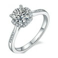 thumbnail image 1 of 1.00 Ct Round Cut Moissanite Bridal Ring Classic Diamond Engagement Ring In 18K White Gold Plating Over Silver(D Color, VVS1 Clarity), 1 of 4