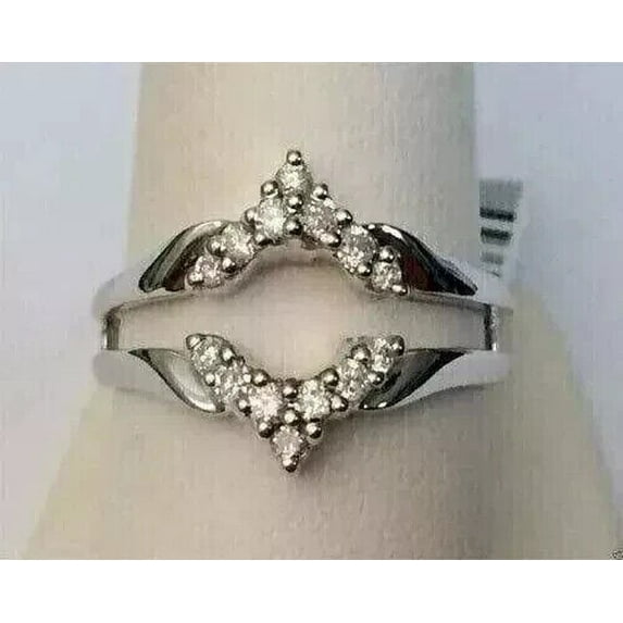 1.00 Ct Round Lab Created Diamond Enhancer Guard Wrap Ring 14K White Gold Plated
