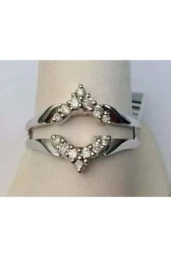 1.00 Ct Round Lab Created Diamond Enhancer Guard Wrap Ring 14K White Gold Plated