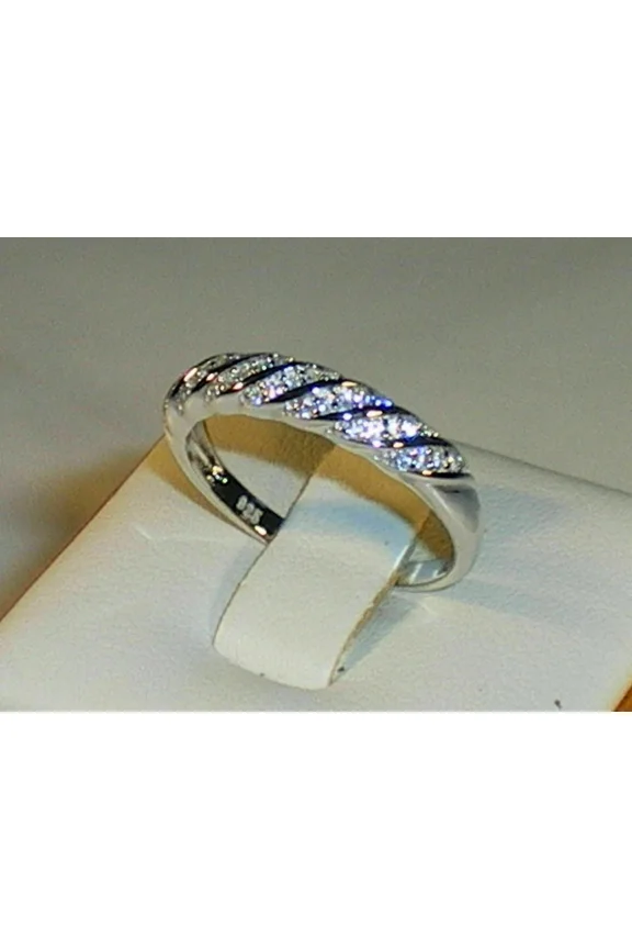 1.00 Ct Round Moissanite Twisted Women's Eternity Band Ring 14K White Gold Plated