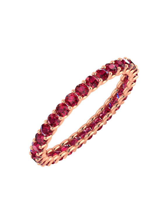 1.00 Ct Ruby Gemstone Full Eternity Wedding Band 14K Rose Gold