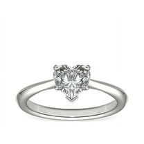 1.00 Ct Shiny Heart Cut Genuine Diamond Latest Design Solitaire Bridal Ring for Ladies Solid 14K White Gold Size 7