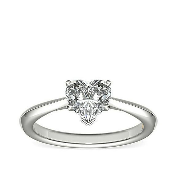 1.00 Ct Shiny Heart Cut Genuine Diamond Latest Design Solitaire Bridal Ring for Ladies Solid 14K White Gold Size 7