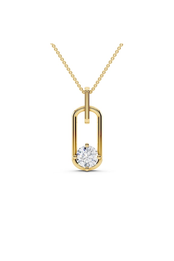 1.00 Ct Solitaire Pendant Necklace for Women in 14K Yellow Gold Plated S925 18 Inch D Color VVS1 Fine Jewelry Gift for Her