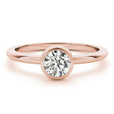 1.00 Ct Solitaire Round Diamond Wedding Rings For Women Solid 14K Rose Gold