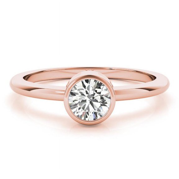 1.00 Ct Solitaire Round Diamond Wedding Rings For Women Solid 14K Rose Gold