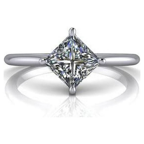 1.00 Ct Stunning Princess Cut Real Moissanite Engagement Rings for Ladies Solid 950 Platinum