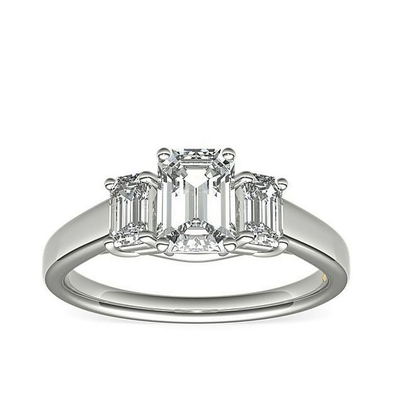 LADIES RING 0.65CT ROUND/EMERALD DIAMOND 14K WHITE GOLD (CENTER STONE 1.00CT EMERALD DIAMOND) LADIES RING 0.65CT ROUND/EMERALD DIAMOND 14K WHITE GOLD (CENTER STONE 1.00CT EMERALD DIAMOND)