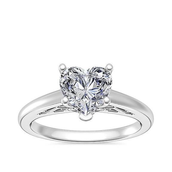 2.00 Ct Unique Solitaire Design Heart Cut IGI Certified Lab Grown Diamond Engagement Ring for Ladies Solid 14K White Gold Size 7