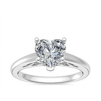 1.00 Ct Unique Solitaire Design Heart Cut Natural Diamond Engagement Ring for Ladies Solid 14K White Gold Size 7