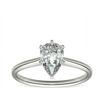1.00 Ct VS1-Clarity Pear Cut Real Diamond Stunning Solitaire Style Engagement Ring for her Solid 14K White Gold Size 7