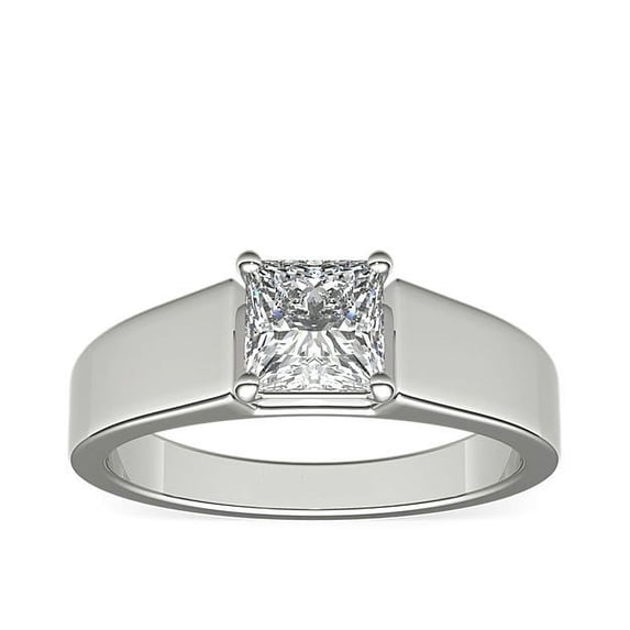 1.00 Ct VS1 Clarity Princess Cut Genuine Diamond Solitaire Wonderful Ring for Bride in Solid 18K White Gold Size 10.5