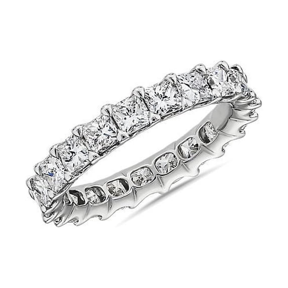 1.00 Ct VS1 Clarity Princess Cut Genuine Diamond Wonderful Eternity Band for Bride in Solid 18K White Gold Size 10.5