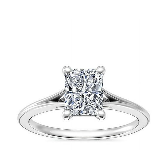 1.00 Ct VS1 Clarity Radiant Cut Genuine Diamond Solitaire Wonderful Ring for Bride in Solid 18K White Gold Size 10.5