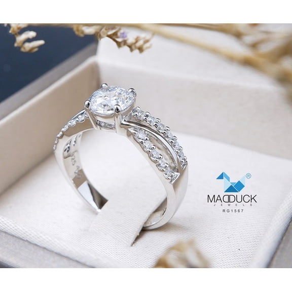 1.00 Cts Cubic Zirconia / Sterling Silver 925 Ring / Rhodium plated Nickel-Free / MadDuckJewels RG1567 / Thailand Jewelry