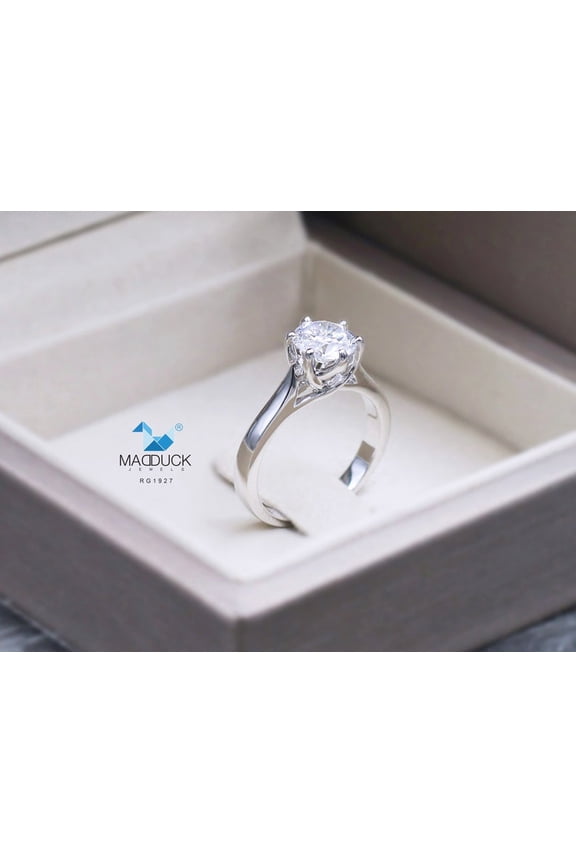 1.00 Cts Cubic Zirconia / Sterling Silver 925 Ring / Rhodium plated Nickel-Free / MadDuckJewels RG1927 / Thailand Jewelry