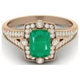 thumbnail image 1 of 1.00 Cts Cushion Emerald 925 Sterling Silver Rose Vermeil Solitaire Split Shank Women Valentines Day Gifts Ring, 1 of 3