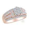 thumbnail image 1 of AFFY 1.00 Cttw Baguette & Round Cut White Natural Diamond Flower Split Shank Ring In 10K Solid Rose Gold-Ring Size-5.5, 1 of 2